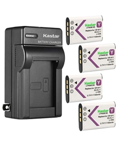 Kastar 4-Pack Battery and AC Wall Charger Replacement for Sony NP-BY1 NPBY1 Battery, Sony Mini HDR-AZ1 Mini HDR-AZ1vb Mini HDR-AZ1vr Video Cameras