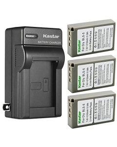 Kastar 3-Pack Battery and AC Wall Charger Replacement for Olympus BLS-5, PS-BLS5, BLS-50 Battery, Olympus E-PL5, E-PL6, E-PL7, E-PL8, E-PL10, E-PM1, E-PM2, Stylus 1, Stylus 1s, OM-D E-M10 Camera