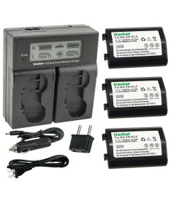 Kastar 3-Pack EN-EL4a Battery and AC LCD Dual Fast Charger Compatible with Nikon EN-EL4, EN-EL4a, EN-EL4e Battery, Nikon MH-21, MH-22 Charger, Nikon Grip MB-D10 D300 D300S D700 MB-40 (W/BL-3 Chamber)