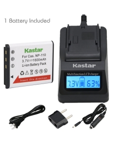 Kastar Fast Charger + CNP110 Battery (1-Pack) for Cas NP-110, NP110 and Cas Exilim EX-FC200S, EX-Z2000, EX-Z3000, EX-ZR10, EX-ZR15, EX-ZR20 Camera