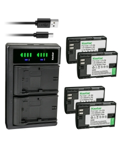 Kastar 4-Pack LP-E6 Battery and LTD2 USB Charger Replacement for Canon EOS R, EOS Ra, EOS R5, EOS R6, EOS 90D, XC10, XC15, EOS 5D Mark II, EOS 5D Mark III, EOS 5D Mark IV, EOS 5DS, EOS 5DS R Camera
