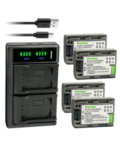 Kastar 4-Pack Battery and LTD2 USB Charger Replacement for Sony DCR-SR50, DCR-SR60, DCR-SR70, DCR-SR80, DCR-SR90, DCR-SR100, HDR-HC3, HDR-HC3E, DCR-DVD103, DCR-DVD105, DCR-DVD202, DCR-DVD203