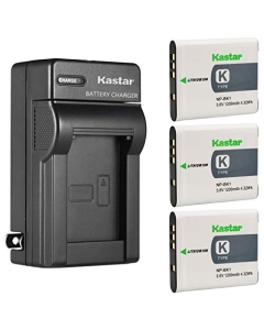 Kastar 3-Pack Battery and AC Wall Charger Replacement for Sony NP-BK1 NP-FK1 Battery, Sony BC-CSK Charger, Sony Cyber-Shot DSC-W180, Cyber-Shot DSC-W190, Cyber-Shot DSC-W370 Cameras