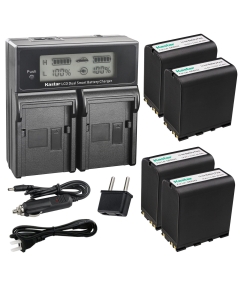 Kastar 4-Pack GEB242 Battery and LCD Dual Fast Charger Compatible with Leica TM30 & TM50 Total Station, Leica TS30/TS50/TS60 Total Station, MS50 & MS60 MultiStations, ScanStation C10 P20 Laser Scanner
