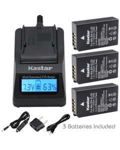 Kastar Fast Charger and Battery 3-Pack for Nik EN-EL20, Nik EN-EL20a Work with Nik Coolpix A, Nik 1 AW1, Nik 1 J1, Nik 1 J2, Nik 1 J3, Nik 1 S1, Nik 1 V3, Blackmagic Pocket Cinema
