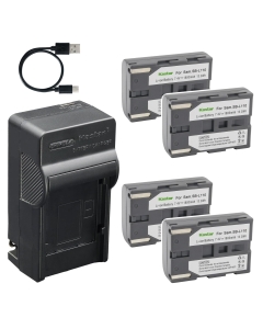 Kastar 4-Pack Battery and AC & USB-C Charger, Compatible with Samsung SB-L110 SB-L220 SB-L70 for SC-D103 SC-D105 SC-D180 VP-D10 VP-D30 VP-D73 VP-D5000 Series Camcorders