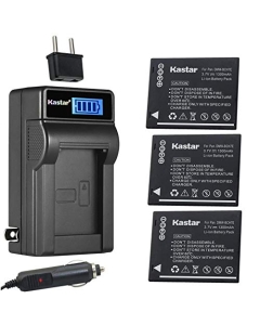 Kastar 3-Pack DMW-BCH7E Battery and LCD AC Charger Compatible with Panasonic DMW-BCH7 DMW-BCH7PP DMW-BCH7GK Battery, Panasonic DE-A75 DE-A75B, DE-A76 Charger, Panasonic Lumix DMC-FP1 FP2 FP3 FT10 TS10