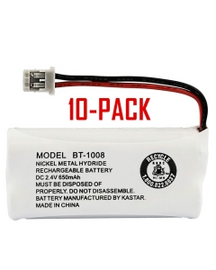 Kastar 10-Pack BBTG0645001 Model BT1008 Cordless Phone Battery for Uniden BT-1008 and Uniden DECT 2060 DECT 2080 DECT 2080-3 DWX207 WXI2077 43-269 BT-1008S CAS-D6325 BT1008 DCX200 23-956 DWX207