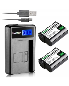 Kastar Battery 2 Pack + LCD USB Charger for Nik EN-EL15 ENEL15 and Nik 1 V1, D7100, D750, D7000, D7200, D7500, D810, D610, D800, D850, D600, D800e, D810a Cameras