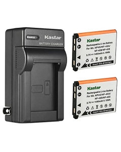 Kastar 2-Pack Battery and AC Wall Charger Replacement for Fujifilm NP-45 NP-45A NP-45B NP-45S Battery, Fuji NP45 NP45A NP45B NP45S Battery, Fujifilm BC-45 BC-45B BC45 BC45B Charger