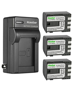 Kastar 3-Pack Battery and AC Wall Charger Replacement for Canon MVX45i, MVX200, MVX200i, MVX250i, MVX300, MVX300i, MVX330i, MVX350i, iVIS DC301, iVIS DC310, iVIS DC320, iVIS DC330, iVIS DC410 Cameras
