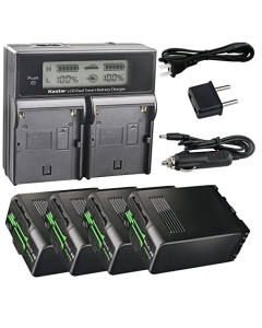 Kastar 4-Pack U100 Battery and AC LCD Dual Fast Charger Compatible with Sony BP-U30 BP-U35 BP-U60 BP-U60T BP-U66 BP-U65 BP-U68 BP-U70 BP-U90 BP-U95 BP-U96 BP-U100 Battery, BC-U1 BC-U2 BC-CU1 Charger