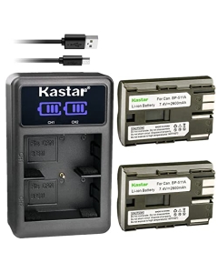 Kastar 2-Pack BP-511A Battery and LED2 USB Charger Compatible with Canon BP-508 BP-511 BP-511A BP-512 BP-512A BP-514 BP-522 BP-535 Battery, Canon CB-5L CG-580 Charger, Canon Battery Grip BG-E2N