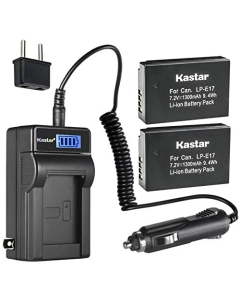 Kastar 2-Pack LP-E17 Battery and LCD AC Charger Compatible with Canon LP-E17 LPE17, 9967B02 Battery, Canon KISS X8i, KISS X9i Camera, Canon Camera Grip BG-E18, BG-E18 IR