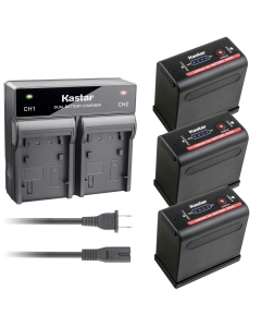 Kastar 3 Pack Battery and AC Rapid Dual Charger Compatible with Canon ES7000V ES8000V ES8100V ES8200V ES8400V ES8600 G10Hi G15Hi G20Hi G30Hi G35Hi G45Hi C2 FV1 DM-MV1 DM-MV10 DM-MV20 E1 E2 E30 E65AS
