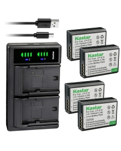 Kastar 4-Pack Battery and LTD2 USB Charger Replacement for Canon LP-E10 LPE10 Battery, Canon LC-E10 LC-E10N Charger, Canon EOS Kiss X50, EOS Kiss X70, EOS Kiss X80, EOS Kiss X90 DSLR Cameras