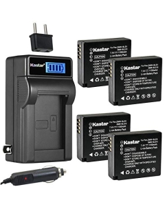 Kastar 4-Pack DMW-BLE9 Battery and LCD AC Charger Compatible with Panasonic Lumix DMC-GF3 DMC-GF3C DMC-GF3K DMC-GF3W, Lumix DMC-GF5, Lumix DMC-GF6 DMC-GF6K DMC-GF6R DMC-GF6T DMC-GF6W DMC-GF6X