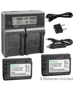 Kastar Battery 2 Pack and LCD Dual Fast Charger for Sony NP-FZ100 BC-QZ1 NPA-MQZ1K and Sony Alpha 9, Alpha A9 / ILCE-9, Alpha A 9, Alpha 9R, Alpha A 9R, Alpha A9S, Alpha A7 III, Alpha ILCE-7M3