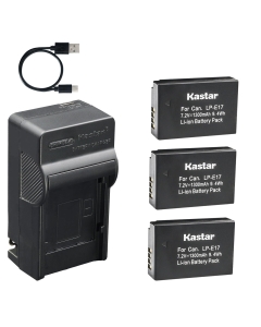 Kastar 3-Pack Battery and AC & USB-C Charger, Compatible with Canon LP-E17, EOS Rebel T6i, T7i, T8i, SL2, SL3, EOS M3, M5, M6, M6 Mark II, 77D, 200D, 250D, 800D, RP, R8, R10, R50, R50 V, R100 Camera