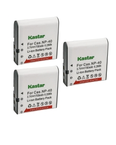 Kastar Battery (3-Pack) for Cas NP-40 & Cas Exilim EX-Z1000 EX-Z1050 EX-Z1080 EX-Z1200 EX-Z200 EX-Z30 EX-Z300 EX-Z40 EX-Z450 EX-Z50 EX-Z500 EX-Z55 EX-Z57 PRO EX-Z600 PRO EX-Z700 EX-Z750 EX-Z850