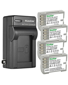 Kastar 4-Pack Battery and AC Wall Charger Replacement for Olympus BLM-5, PS-BLM5, EA-BLM5 Battery, Olympus BCM-5 Charger, Olympus E-1 E1, E-3 E3, E-30 E30, E-5 E5 Camera, Olympus HLD-4 Battery Grip