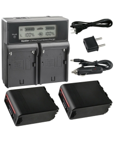 Kastar 2-Pack NP-F990EXP Battery and CH04 Dual Fast Charger Compatible with Sound Devices MixPre-3 MixPre-6, Sound Devices MixPre-10T, Sound Devices 663, FEELWORLD F5 Pro 5.5, Desview R5 Field Monitor