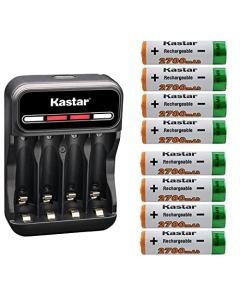 Kastar 8-Pack AA 1.2V 2700mAh Ni-MH Battery and CMH4 Smart USB Charger Compatible with Game Controller Calcultor Beauty Equipment Radio Electric Shaver Electronic Dictionary Portable Charger