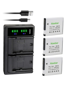 Kastar 3-Pack NB-8L Battery and LTD2 USB Charger Replacement for Canon NB-8L NB8L, NB-8LH NB8LH Battery, Canon CB-2LA, CB-2LAE Charger, Canon PowerShot A2200, A3000, A3100, A3150, A3200, A3300 Camera