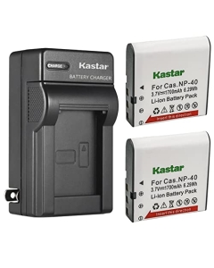 Kastar 2-Pack NP-40 Battery and AC Wall Charger Replacement for Minolta MND50 48 MP / 4K Ultra HD, Minolta MN40WP 48MP Dual Screen Waterproof Camera, Minolta MN53Z 16MP 53X Optical Zoom Bridge Camera