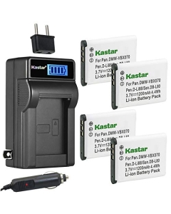 Kastar 4-Pack DB-L80 Battery and LCD AC Charger Compatible with Sanyo Xacti DMX-GH1P, DMX-GH1S, DSC-X1200, DSC-X1200K, DSC-X1200R, DSC-X1250, DSC-X1250N, DSC-X1250S, DSC-X1260, DSC-X1260K, DSC-X1260R