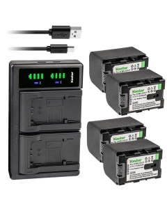 Kastar 4-Pack Battery and LTD2 USB Charger Replacement for JVC GZ-MG750U GZ-MG760 GZ-MG980 GZ-MG980-A GZ-MG980-R GZ-MG980-S GZ-MS110 GZ-MS110BEK GZ-MS110BEU GZ-MS110BU GZ-MS110BUC GZ-MS110BUS AA-VG1U