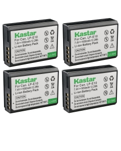 Kastar Battery (4-Pack) Replacement for Canon LP-E10, LC-E10 Work with Canon EOS Rebel T5, EOS Rebel T3, EOS Kiss X50, EOS Kiss X70, EOS 1200D, EOS 1100D DSLR Cameras