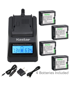 Kastar Fast Charger and Battery (4-Pack) for Panasonic CGA-DU06 CGA-DU07 VW-VBD070 VBD140 VBD210 and PV-GS31 PV-GS33PV-GS34 PV-GS35 PV-GS39 PV-GS400 PV-GS500 PV-GS50 PV-GS50S PV-GS55