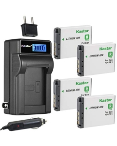 Kastar 4-Pack NP-FR1 Battery and LCD AC Charger Compatible with Sony NP-FR1 NPFR1 Battery, Sony BC-CS3, BC-CSD Charger, Sony Cyber-Shot DSC-T50, Cyber-Shot DSC-T50/B, Cyber-Shot DSC-T50/R Cmaera