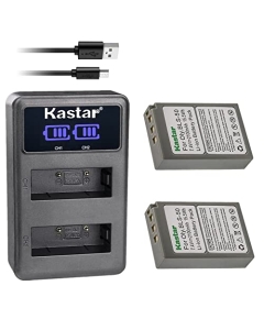 Kastar 2-Pack BLS-50 Battery and LED2 USB Charger Compatible with Olympus OM System OM-5 Mirrorless Camera, Olympus OM-D E-M5 Mark III Mirrorless Camera