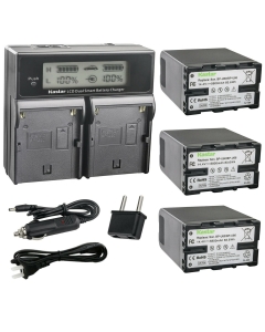 Kastar 3-Pack BP-U60 / BP-U66 Battery and AC LCD Dual Fast Charger Compatible with Sony BP-U30, BP-U35, BP-U60, BP-U60T, BP-U66, BP-U65, BP-U68, BP-U70, BP-U90, BP-U95, BP-U96, BP-U98 Battery