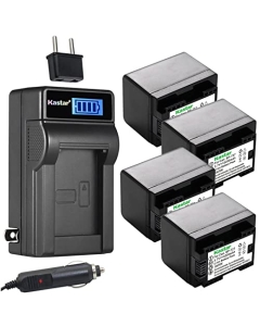 Kastar 4-Pack BP-727 Battery and LCD AC Charger Compatible with Canon BP-708 BP708, BP-709 BP709, BP-718 BP718, BP-727 BP727, US 6055B002 Battery, Canon CG-700 CG700 Charger