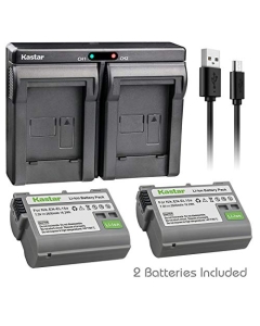 Kastar 2 Pack Battery and Slim Dual USB Charger Compatible with Nikon EN-EL15 Nikon EN-EL15a Battery, Nikon MH-25 MH-25a Charger, Nikon 1 V1 Nikon D500 Nikon D600 Nikon D610 Nikon D750 Nikon D800