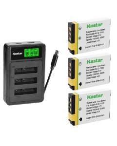 Kastar 3-Pack Battery with Triple Charger for Kodak KLIC-7003 GE GB-40, Kodak EasyShare M380 M381 M420 V803 V1003 Z950 Z950 is MD81, GE A830 E1030 E1035 E1040 E1050 E1055 E1235 E1240 E850 H855