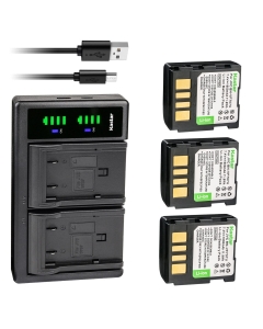 Kastar 3-Pack BN-VF707 Battery and LTD2 USB Charger Replacement for JVC GR-X5AA GR-X5AC GR-X5AG GR-X5AH GR-X5E GR-X5EK GR-X5EX GR-X5EY, JVC BN-VF707 BN-VF707U BN-VF714 BN-VF714U BN-VF733 BN-VF733U