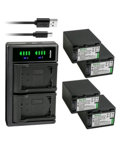 Kastar 4-Pack Battery NP-FV100 and LTD2 USB Charger Compatible with Sony HDR-PJ510 HDR-PJ540 HDR-PJ580HDR-PJ650 HDR-PJ670 HDR-PJ710 HDR-PJ740 HDR-PJ760 HDR-PJ780 HDR-PJ790 HDR-PJ810 HDR-PJ820 Camera