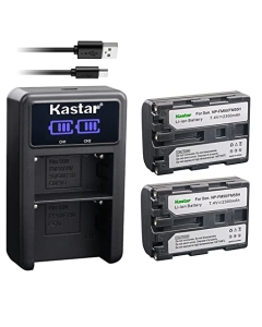Kastar 2-Pack NP-FM50/FM55Battery and LED2 USB Charger Compatible with Sony DCR-TRV16 DCR-TRV17 DCR-TRV18 DCR-TRV19 DCR-TRV20 DCR-TRV22 DCR-TRV23 DCR-TRV24 DCR-TRV25 DCR-TRV30 DCR-TRV33 Camera