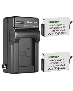 Kastar 2-Pack ASBBA001 Battery and AC Wall Charger Replacement for GoPro Camera ASBBA-001 Fusion Battery, GoPro ASBBA-001 Battery, Gopro Fusion 360-Degree Action Camera, Gopro Fusion VR 360 Camera
