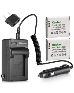 Kastar Battery (2-Pack) and Charger Kit for Olympus LI-50B, LI-50C, Pentax D-LI92, Panasonic VW-VBX090 and Olympus Stylus,Tough Series, Pentax Optio Series, Panasonic HX-WA03 WA2 WA20 WA3 WA301 Camera