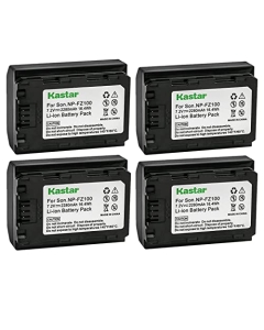 Kastar 4-Pack NP-FZ100 Rechargeable Li-ion Battery Replacement for Sony Alpha 7R V Full-Frame Mirrorless Interchangeable Lens Camera, Sony FX3, FX30 Cinema Camera, Cinema Line FX30 Super 35 Camera