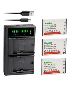Kastar 3-Pack Battery & LTD2 USB Charger Replacement for Casio NP-20, BC-11L, BC-31L, Exilim EX-Z7, EX-Z8, EX-Z60, EX-Z65, EX-Z70, EX-Z75, EX-Z77 (4.2V, 800mA x2)