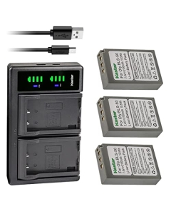 Kastar 3-Pack Battery and LTD2 USB Charger Compatible with Olympus BLS-50 Battery, Olympus BCS-5 Charger, Olympus OM-D E-M5 Mark III Mirrorless Camera