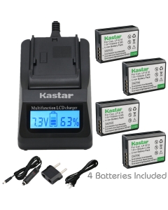 Kastar Ultra Fast Charger(3X Faster) Kit and Battery (4-Pack) for Canon LP-E10, LC-E10 Work with Canon EOS Rebel T5, EOS Rebel T3, EOS Kiss X50, EOS Kiss X70, EOS 1200D, EOS 1100D DSLR Cameras
