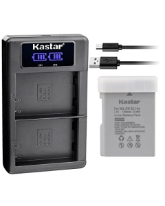 Kastar EN-EL14A 1-Pack Battery and LKD2 USB Charger Compatible with Nikon EN-EL14a Battery, Coolpix P7000 P7100 P7700 P7800 D3100 D3200 D3300 D3400 D3500 D51000 D5200 D5300 D5500 D5600 DSLR Cameras