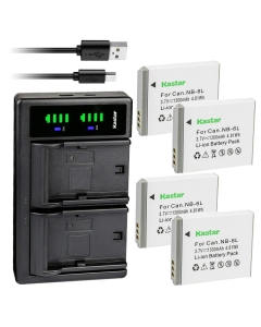 Kastar 4-Pack NB-6L Battery and LTD2 USB Charger Replacement for Canon PowerShot SX280 HS, PowerShot SX500 is, PowerShot SX510 HS, PowerShot SX520 HS, PowerShot SX530 HS, PowerShot SX540 HS Camera